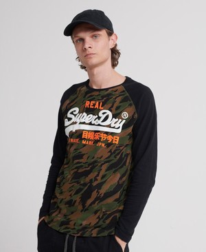 Superdry Vintage Logo Camo Raglan Hosszú Ujjú Férfi Pólók Barna | JIBAS0789